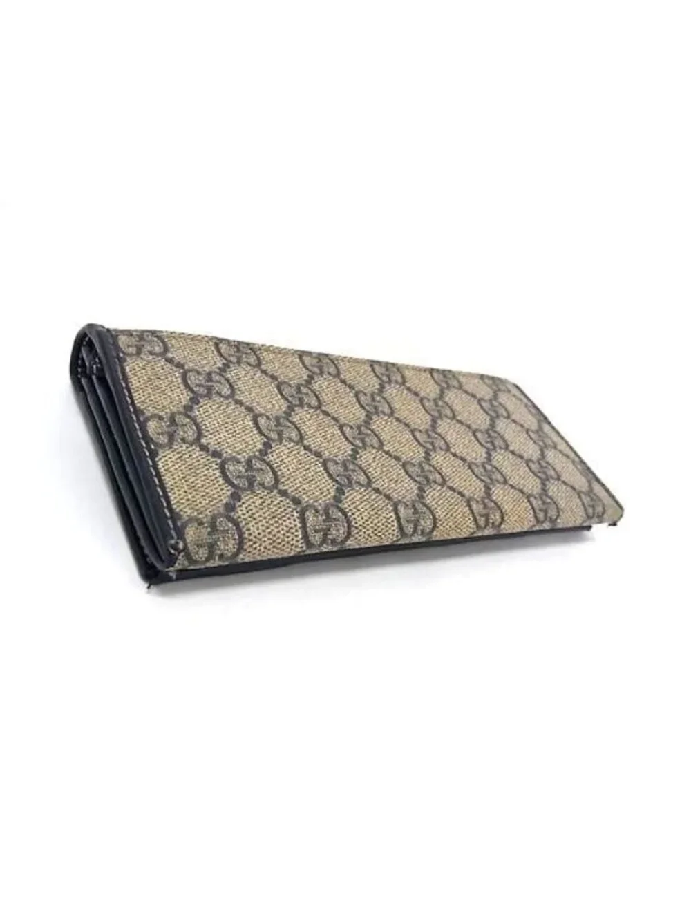 Gucci Wallet GG Supreme Brown Navy Leather Bifold - Picture 2 of 6
